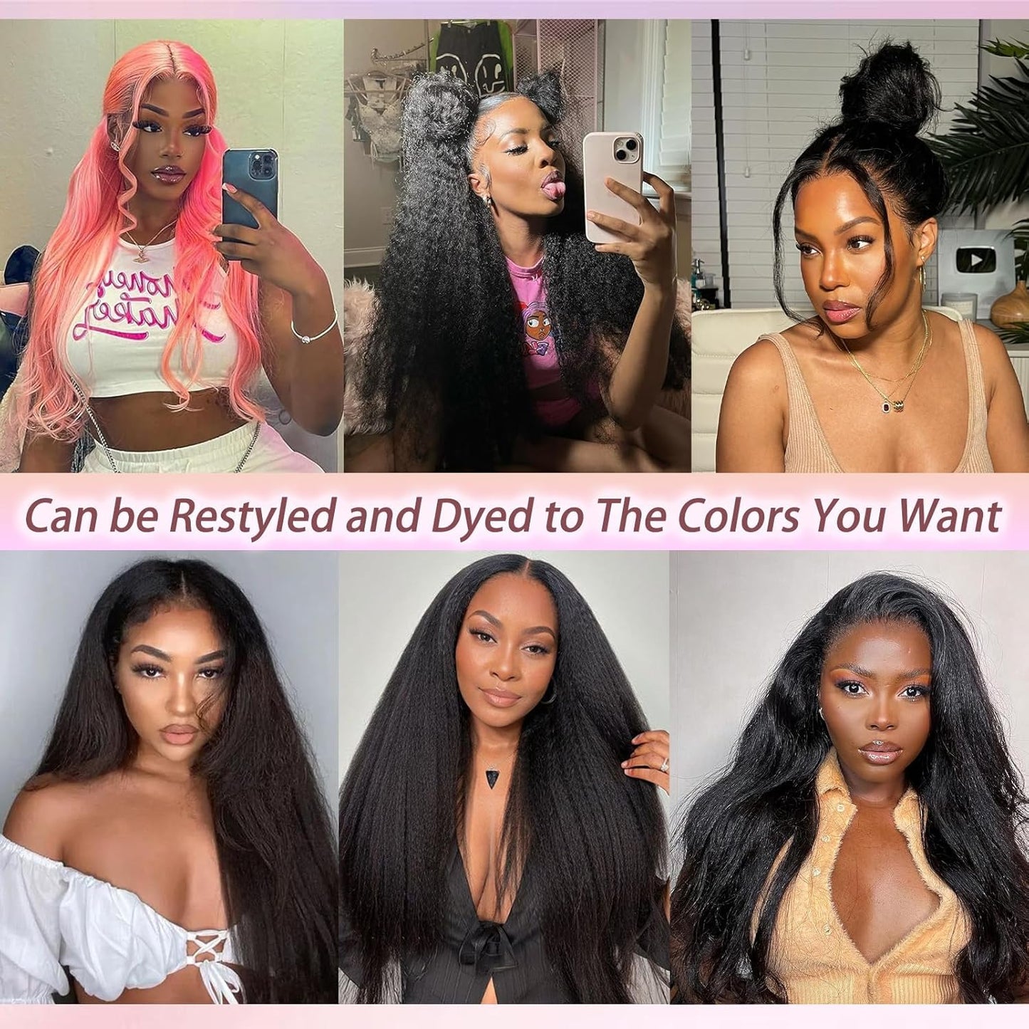 360 Lace Front Wigs Human Hair Kinky Straight Wig 200 Density HD Lace Front Wigs Human Hair 360 Wig Full Lace Kinky Straight Wig (Natural, 20 Inch)