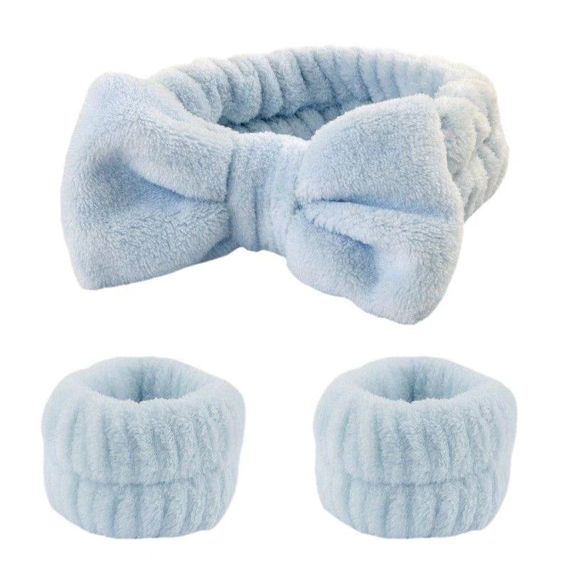 3 Pcs Spa Wristband & Headband, for Washing Face Skin Care,Soft Headdress for Washing Face &Makeup, Girl'S Make up & Spa Hair Band, Travel Summer Gifts,Daily Skincare Tools,Back to School