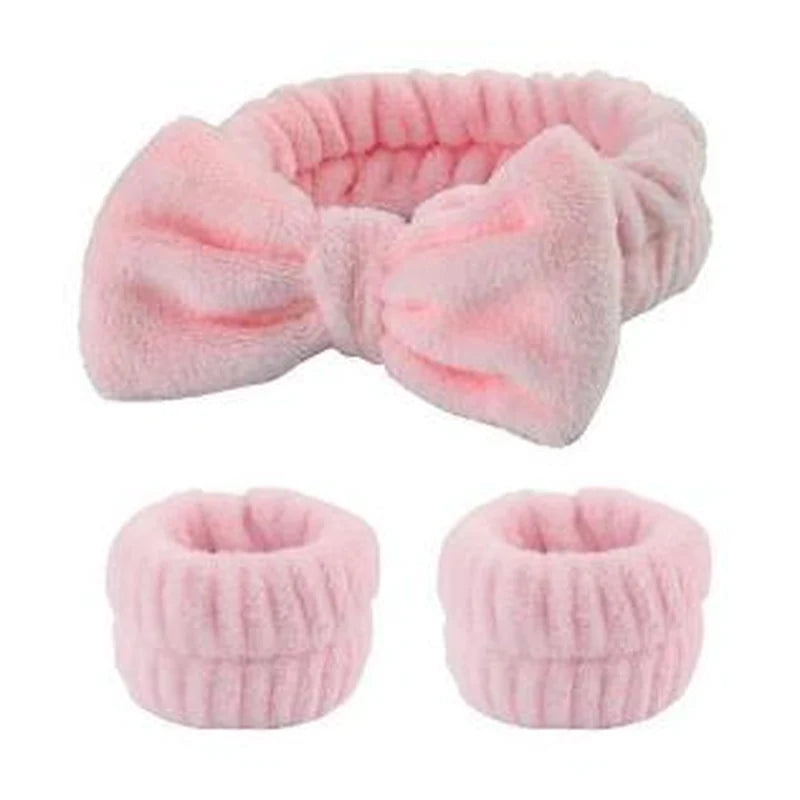 3 Pcs Spa Wristband & Headband, for Washing Face Skin Care,Soft Headdress for Washing Face &Makeup, Girl'S Make up & Spa Hair Band, Travel Summer Gifts,Daily Skincare Tools,Back to School
