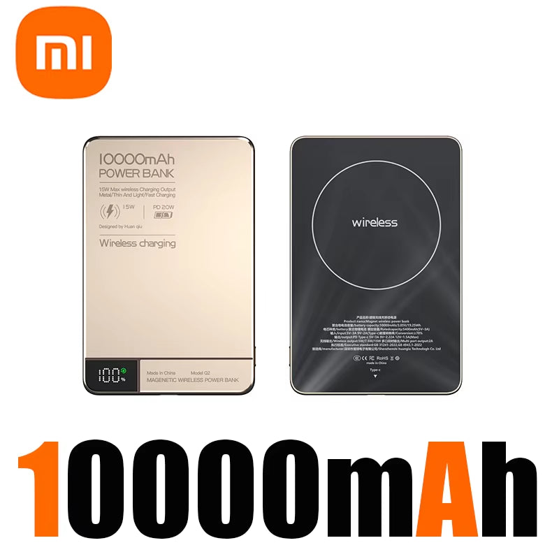 Xiaomi High Quality Alloy 10000Mah Fast Charger Power Bank with Battery Powerbank Magnetic Wireless Phone Charger for Magsafe