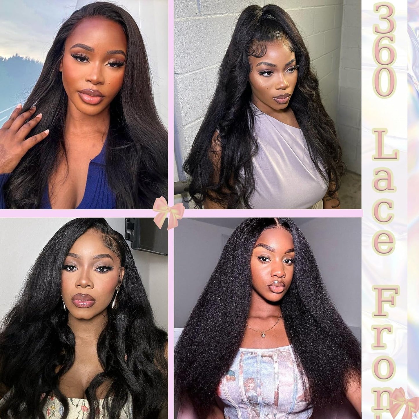 360 Lace Front Wigs Human Hair Kinky Straight Wig 200 Density HD Lace Front Wigs Human Hair 360 Wig Full Lace Kinky Straight Wig (Natural, 20 Inch)