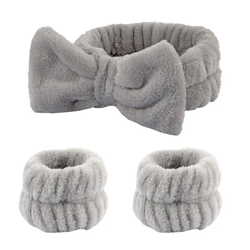 3 Pcs Spa Wristband & Headband, for Washing Face Skin Care,Soft Headdress for Washing Face &Makeup, Girl'S Make up & Spa Hair Band, Travel Summer Gifts,Daily Skincare Tools,Back to School