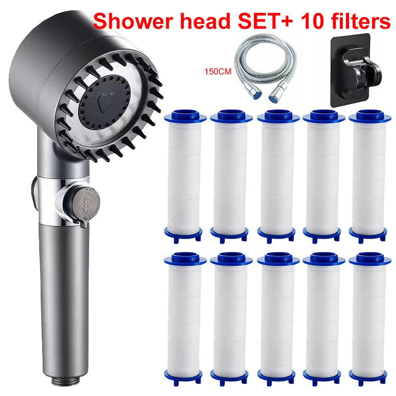4 Modes Shower Head High Pressure Shower Head with Shower Filter Massage Showerhead Water Saving Shower Heads Bathroom Accessory