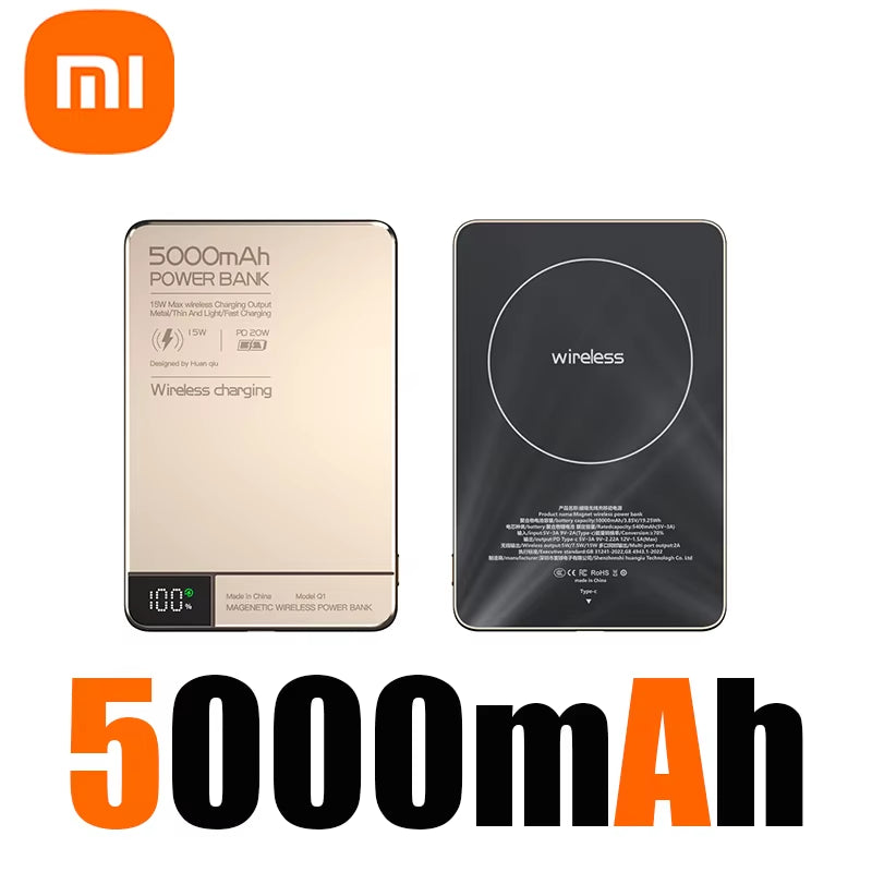 Xiaomi High Quality Alloy 10000Mah Fast Charger Power Bank with Battery Powerbank Magnetic Wireless Phone Charger for Magsafe