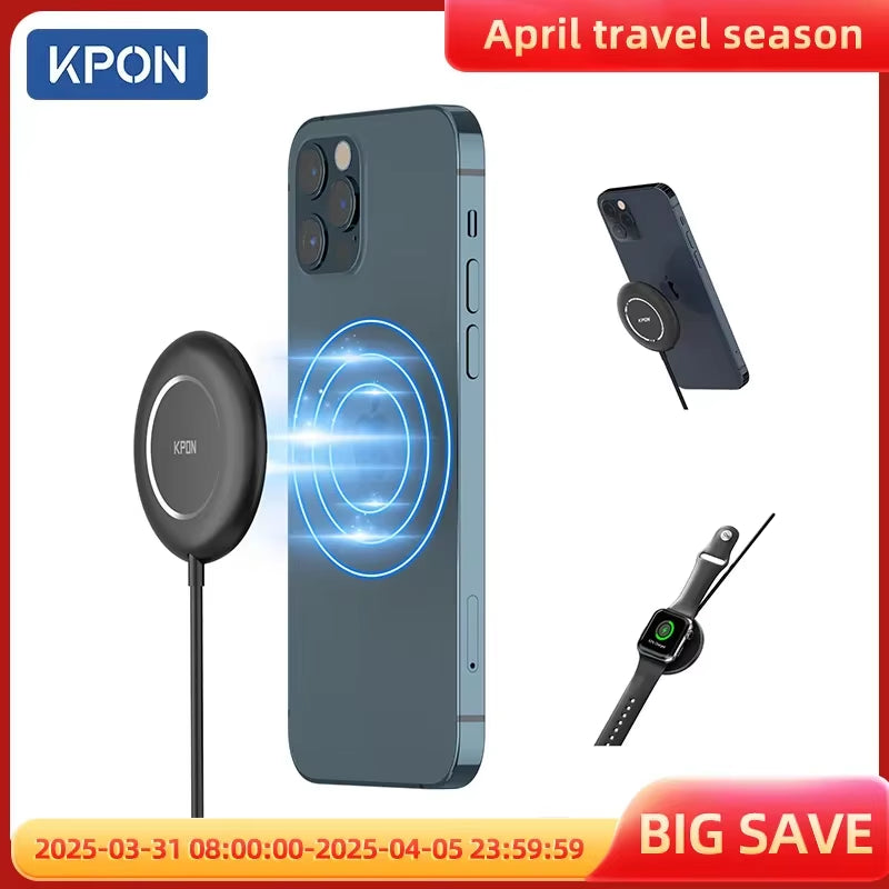 3 in 1 Magnetic Wireless Charger for Apple Watch Series 9/8/7/6 Fast Charging Pad for Iphone 15/14/13 Pro/Magsafe Charger