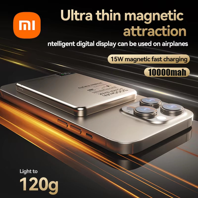 Xiaomi High Quality Alloy 10000Mah Fast Charger Power Bank with Battery Powerbank Magnetic Wireless Phone Charger for Magsafe