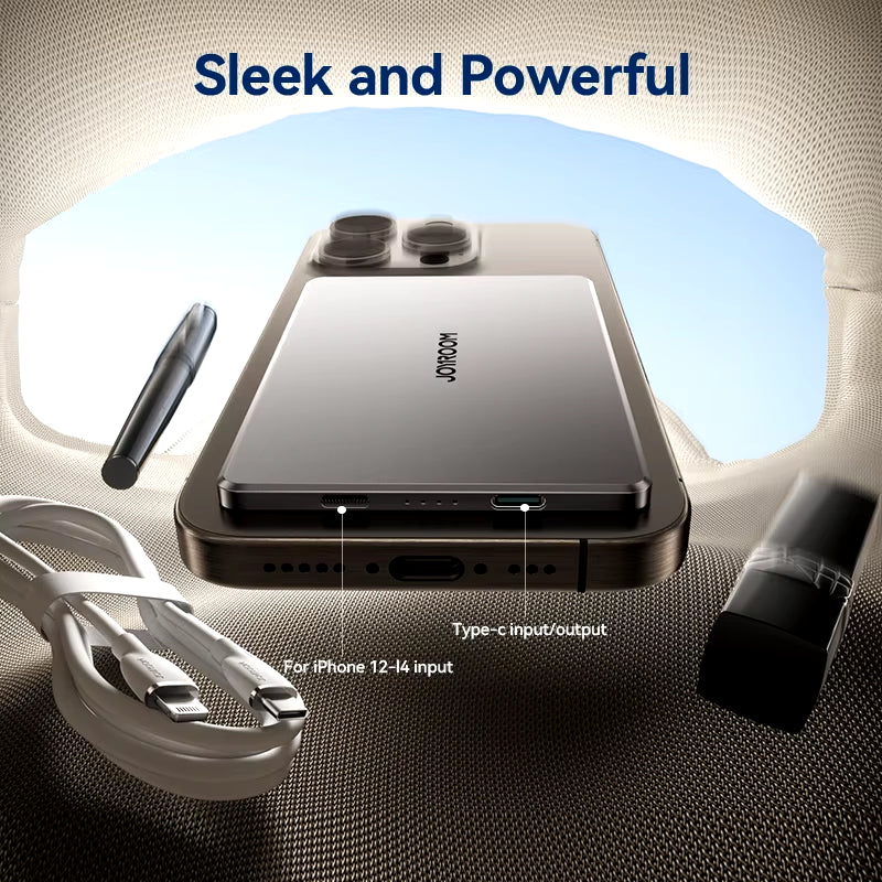 0.35 Inch Ultra Slim Power Bank for Magsafe 5000Mah Wireless Portable Charger with USB-C Cable for Iphone 16/15/14/13/12