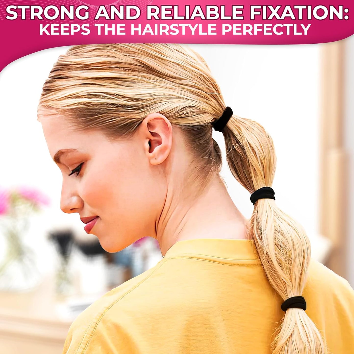 100 Pcs Black Hair Ties Bulk - Seamless Hair Ties No Damage Black Pony Tails Hair Ties for Women Elastic Hair Bands - Ponytail Holders Hair Elastics