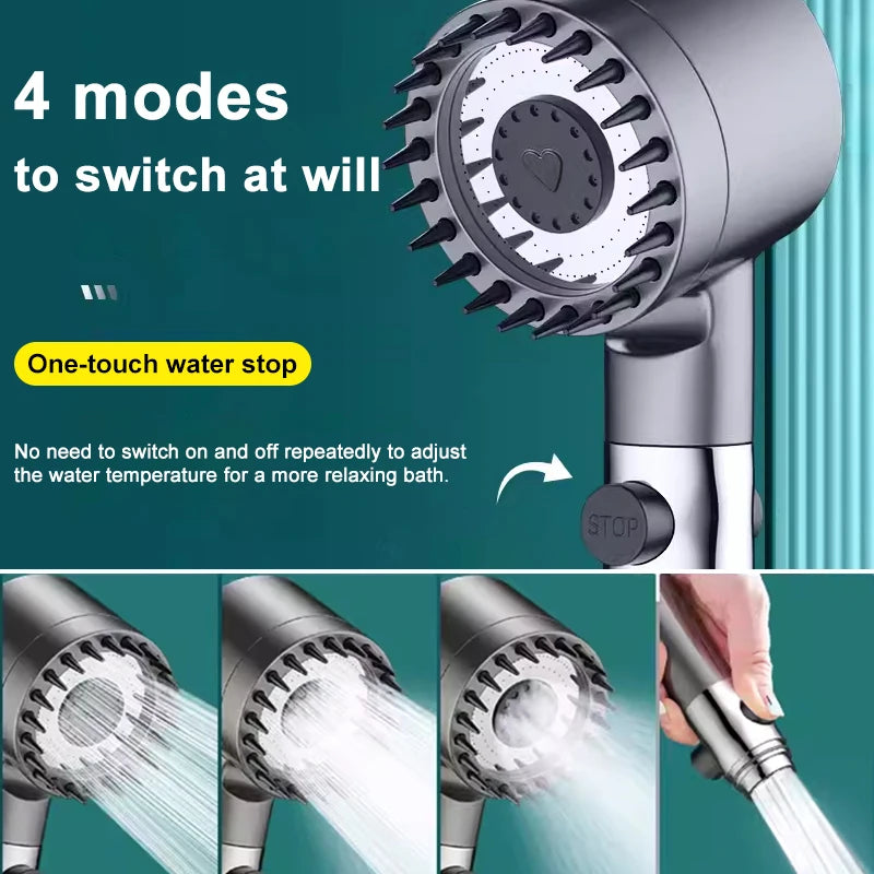 4 Modes Shower Head High Pressure Shower Head with Shower Filter Massage Showerhead Water Saving Shower Heads Bathroom Accessory