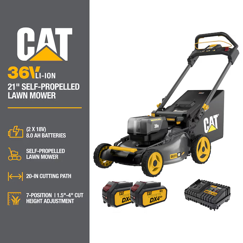 36-Volt, (2 X 18-Volt) 8 Ah Batteries 21-In Self Propelled Battery Walk Mower With