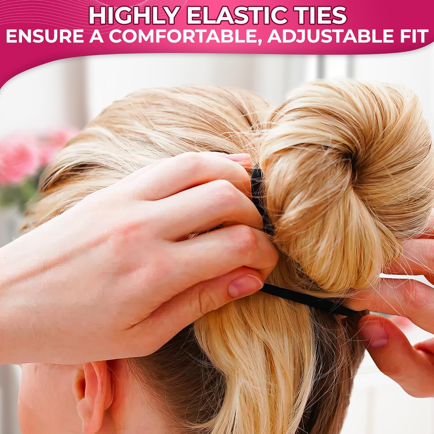 100 Pcs Black Hair Ties Bulk - Seamless Hair Ties No Damage Black Pony Tails Hair Ties for Women Elastic Hair Bands - Ponytail Holders Hair Elastics